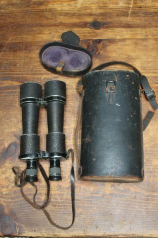 Carl Zeiss Binoculars Jena Noctar 7 X 50 1911 - 1917 Military Navy? - Rare W/ Case