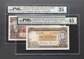 Australia 10 Shillings & 10 Pounds Pmg Graded Coombs - Wilson / Rare
