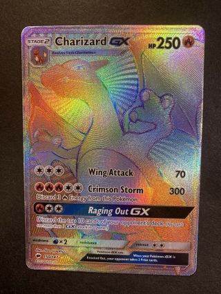 Pokemon Charizard Gx 150/147 Secret Hyper Rainbow Rare Burning Shadows Nm
