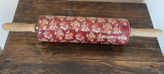 The Pioneer Woman Rolling Pin Autumn Harvest Fall Flowers Ceramic Rare 2