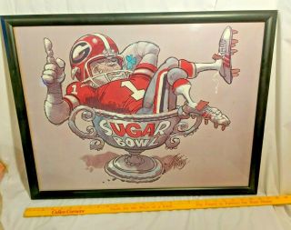 1980 Sugar Bowl Champs Georgia Bulldogs Jack Davis Framed Rare Print