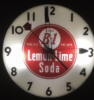 Rare 1957 B1 Beverages Advertising Soda Wall Clock Lemon Lime Double Bubble