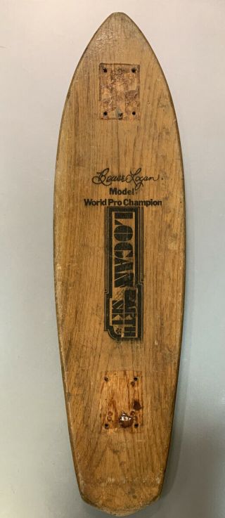 Vintage 70’s Bruce Logan World Pro Champion Earth Ski 29”x7.  5” Rare Skateboard