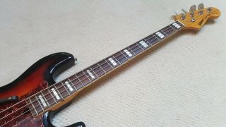 RARE Vintage 1970’s Gilbert Jazz Bass Guitar Long Necker Sunburst Block Inlays 4 3