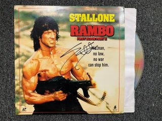 Sylvester Stallone Signed Rambo First Blood Part Ii Laser Disc Bas Loa Rare Auto