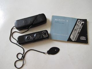 Rare Minox B Black Paint Spy Subminiature Camera With Chain & Case " Lqqk "