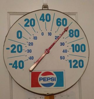 Rare Vintage 18 " Big Arrow Round Pepsi Cola Thermometer Collectible Soda Sign