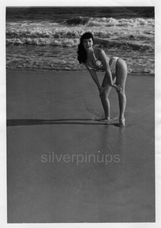 Orig 1950’s Bettie Page In Bikini.  Rare Candid Portrait By Charles M.  Basson