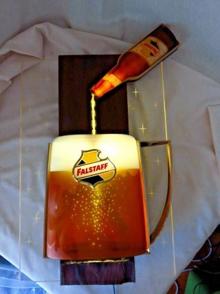 Rare Falstaff Beer Motion Sign St.  Louis,  Mo Sparkling Mug Pouring Bottle
