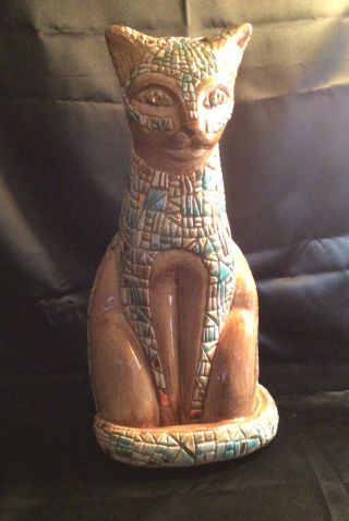 Sascha Brastoff Mid Century Modern Pottery Mosaic Egyptian Cat Rare