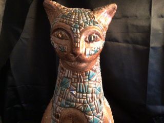 SASCHA BRASTOFF MID CENTURY MODERN POTTERY MOSAIC EGYPTIAN CAT RARE 2