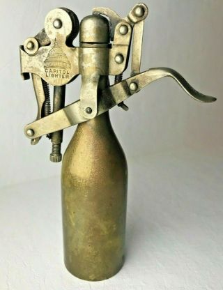 Vintage Capitol Lighter Rare Design Pat.  Sept.  17 1912 Unusual Mechanism Brass