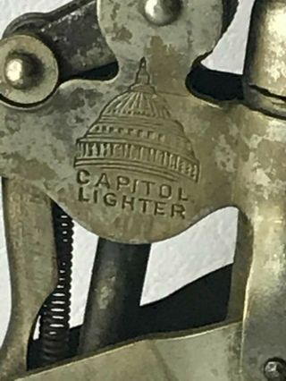 Vintage Capitol Lighter Rare Design Pat.  Sept.  17 1912 Unusual Mechanism Brass 2