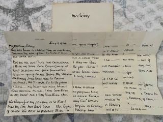 Very Rare Letter From Jerry Lewis To Wife Patti Lewis 1954