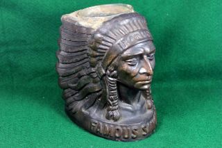 Rare 1842 IROQUOIS Beer Foam Scraper Holder Pot Metal Indian Chief Bust 3