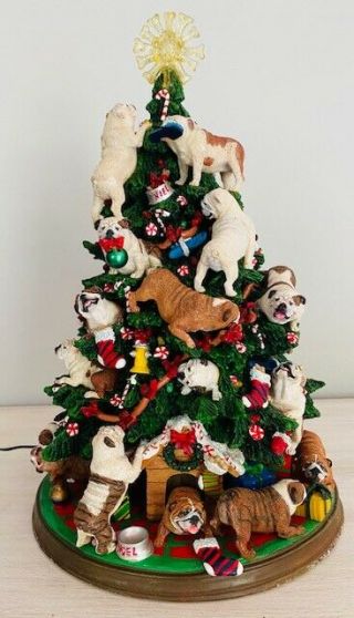 Danbury Bulldog Lighted Christmas Tree Retired Very Rare In This