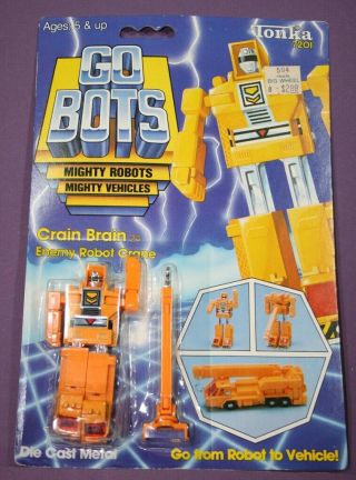 Vintage 1984 Tonka Go Bots Crain Brain Enemy Robot Crane 24 Die Cast