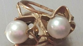 Iconic Rare Soviet Russian Vintage Pearl 14k 583 Yellow Gold Earrings