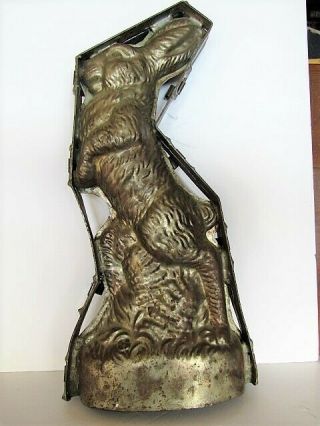 Rare Size Antique Large Easter Bunny Rabbit Tin Chocolate Mold Germany 21.  5 "