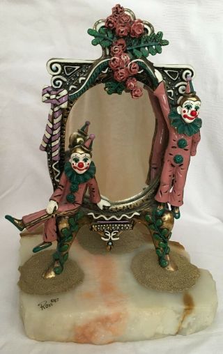 24k Rare Ron Lee Two Clowns With Mirror 1985