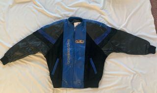 Rare Michael Jackson Blue Leather Heal The World Tour Jacket Small