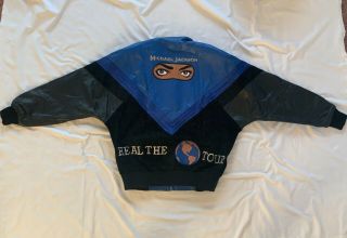 Rare Michael Jackson Blue Leather Heal the World Tour Jacket Small 2