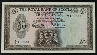 A Royal Bank Of Scotland Unc £10 Banknote,  Increasingly Rare,  19th March 1969