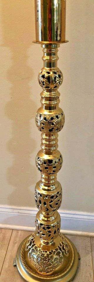 Gorgeous Rare Vintage Large Catholic Church Altar Standing Paschal Candle Holder