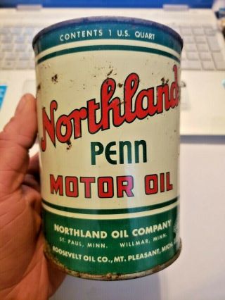 Vintage Northland Penn Motor Oil One Quart Can/very Rare