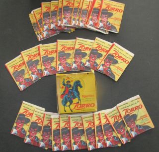 Rare Vintage Zorro Box 18 Packs Cards & 30 Wrappers Argentina Disney 1958
