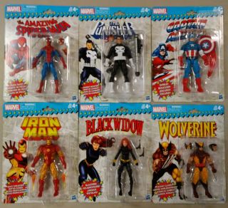 Marvel Legends Vintage Retro Wave Figures Set Of 6 Spider - Man Punisher Wolverine