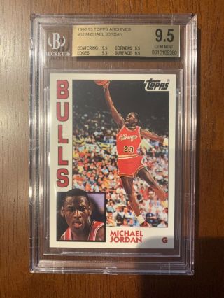 Bgs 9.  5 Michael Jordan 1992 Topps Archives Bulls Goat Rare True Gem 9.  5x4