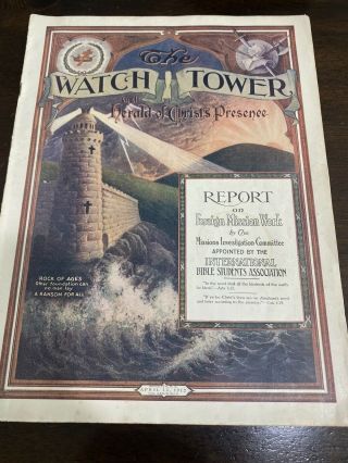 Very Rare 1912 Color Watchtower Foriegn Mission Report Ibsa
