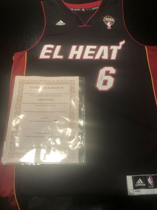 Lebron James Authentic Autographed Jersey Miami Heat “el Heat” Rare Auto W/