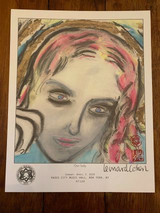 Leonard Cohen Rare Lithograph " Our Lady " 57/110 Old Ideas Tour W/coa