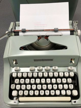 Vintage Rare Hermes 3000 Portable Typewriter W/ Case,  Key & Ribbon - Great