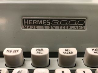 Vintage Rare Hermes 3000 Portable Typewriter w/ Case,  Key & Ribbon - Great 3