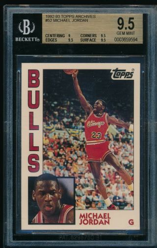 Bgs 9.  5 Michael Jordan 1992 - 93 Topps Archives 52 Bulls Goat Ultra Rare Gem