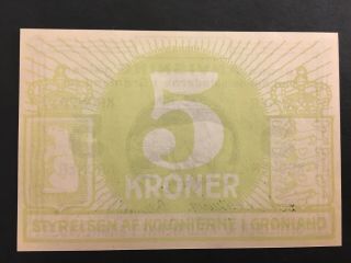 DENMARK GREENLAND 5 Kroner ND (1913) banknote,  Polar bear,  UNC,  RARE,  KM 14A 2