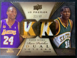 Kobe Bryant Kevin Durant 2008 - 09 Ud Premier Rare Dual Patches Sp 22/50
