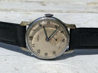 Rare And Vintage Ww2 Style Tudor With Seconds Handwinding 17j Well