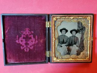 Rare Identified - Iowa Civil War Soldiers/brothers - Tintype 6th Plate