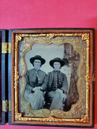 Rare Identified - Iowa Civil War Soldiers/Brothers - Tintype 6th plate 2
