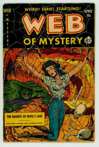 Rare Web Of Mystery 8 Gdvg 3.  0 Cameron Spider Cover Pre - Code Horror Comic 1952