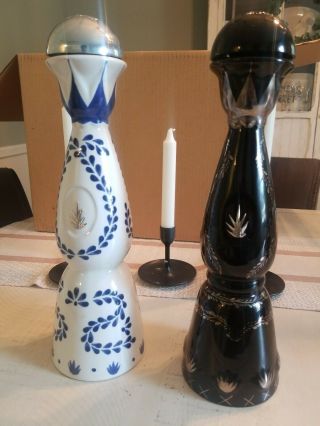 Rare Clase Azul " Ultra " Anejo And Reposado Tequila Bottles Hand Painted Signed