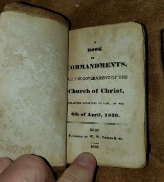 1833 Mormon - Book Of The Commandments Rare - Leather Stitched