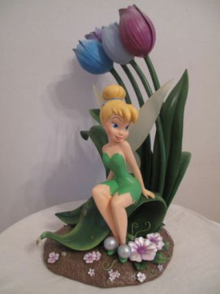 Extremely Rare Walt Disney Peter Pan Tinkerbell Sitting On Tulips Big Statue