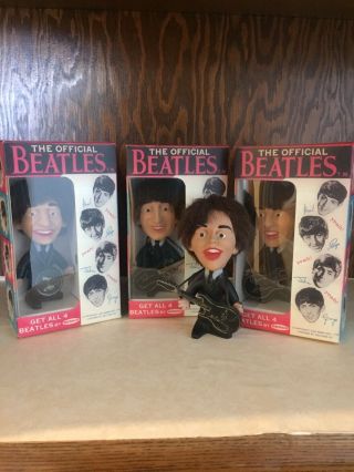 The Beatles Remco Dolls Set Of Four With Instruments 3 Boxes - Rare Vintage 1964