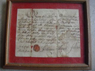 Rare 1776 Lancaster County Pa Dutch Promisory Note Framed