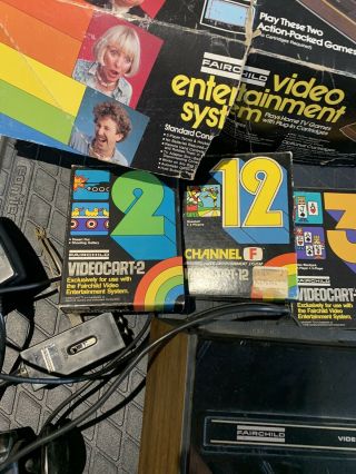 Fairchild Video Entertainment System W/ 4 Games With Boxes Rare Nintendo Atari 2